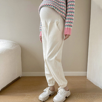 2021 Gestational Woman Dress New Autumn Winter Plus Suede Thickened Tobelly Pants Foot Stomping Pants Casual Little Sublong Pants