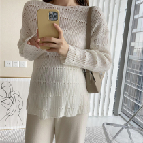 Pregnancy Woman Dress 2021 Early Autumn New Loose Korean Version Fashion 100 Hitch Length Sleeve Round Collar Hollowed-out Needle Weaselwear