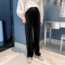 Pregnant woman pants fall outside with long pants wide leg pants loose and casual large size Pregnant Pants Fashion velvet Totbelly Pants