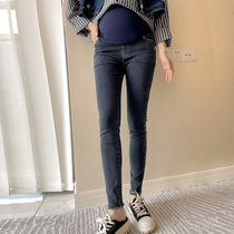 Pregnancy Woman Dress 2021 New Autumn Clothing Tobellied Pants Elastic slim fit slim fit slim fit jeans Design Feel Breaking Side Jeans