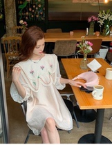 Maternity wear 2022 new summer French retro fashion design sense Tencel summer Korean embroidery dress