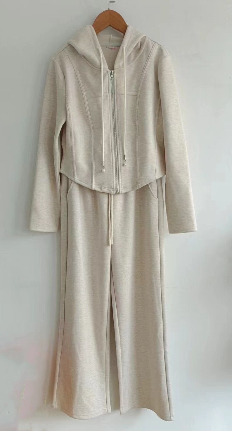 2023 Winter new fashion Temperament Repairs to cap Sport City blouses pants Two suits Ladies-Taobao