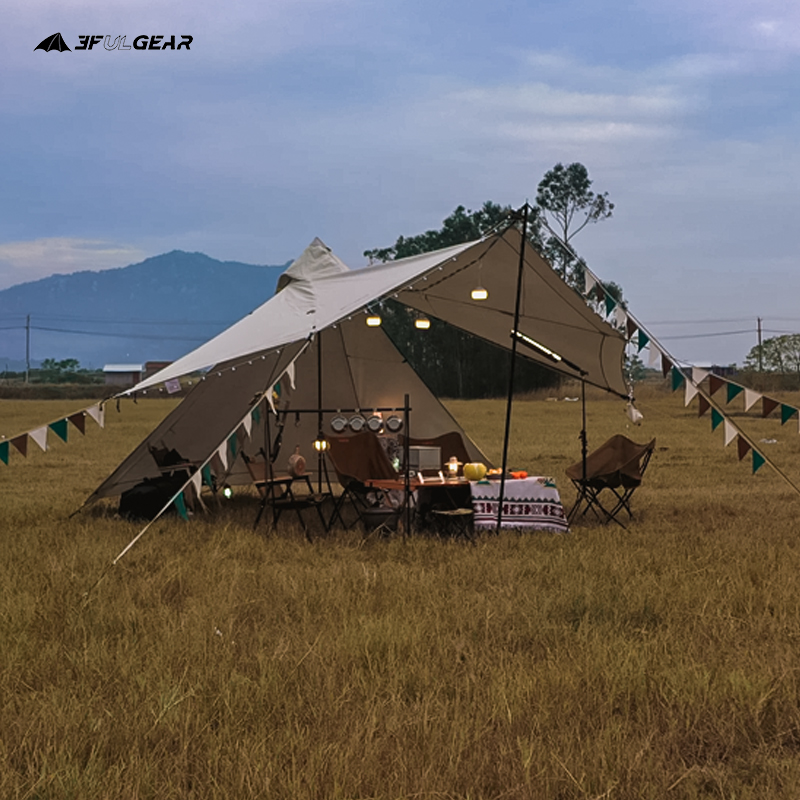 Three Peaks Outdoor Pyramid Tent Tribal Camping Camp Rain-Proof Firewood Stove With Chimney Retro Inditis Tent