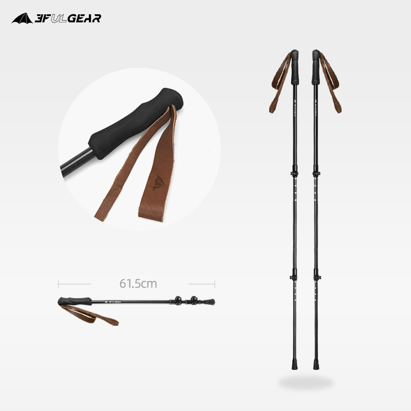 Triple Peak Mountaineering Stick Carbon Super Light Extension External Lock Outdoor Multifunction Aluminum Alloy Carbon Fiber Climb Mountain Hiking Cane