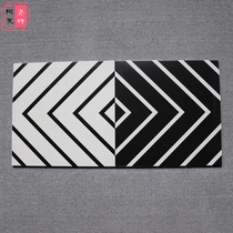 Black and white labyrinth stripe matte tile 300x300 living room shop small floor tiles anti-slip and dirt resistant antique bread bricks