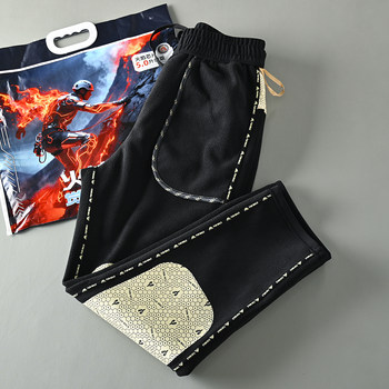 Polar Fire Pants Outdoor Functional Three-Proof Thermal Insulation Winter Export Men's Elastic Waist Fleece-Lined Casual Pants Trendy