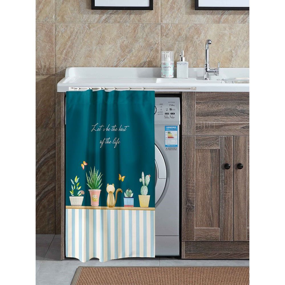 Washing machine shading curtain sheltering curtain balcony roller washing machine hood handwashing table integral cabinet shading and waterproof adhesive rail