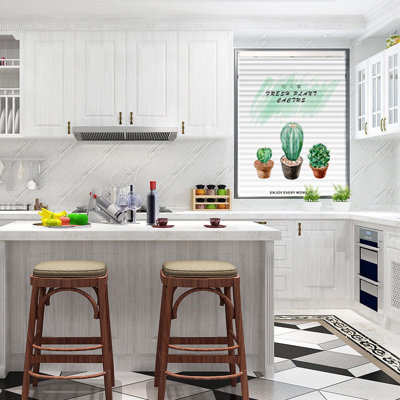 Solid wood shutter curtain printed shading lifting roller shutter Living room Bedroom Balcony Kitchen curtains Electric roller blinds