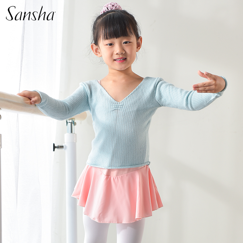 French Sansha children's V-neck ballet top sansha autumn and winter warm knit dance sweater shaped bodybore