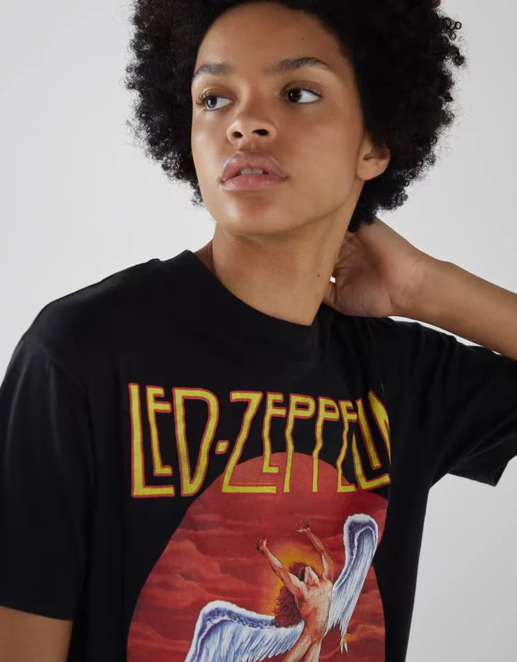 Черная футболка с принтом Ms. Beershka Led Zeppelin, 7747033800