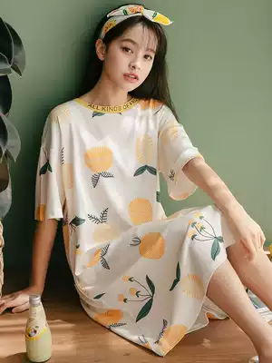 Nightdress women's summer thin cotton short sleeve Korean skirt student pajamas summer sweet and cute pregnant women's home clothes