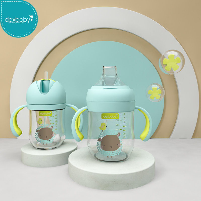 dexbaby duckbill straw dual-use baby learning drinking cup Summer baby water cup Children's direct drinking straw cup 260ml