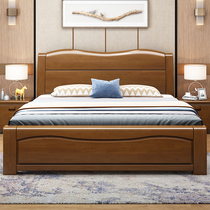 Solid wood bed 1 8m double bed Economical New Chinese style 1 5m single bed Modern simple high box storage wedding bed