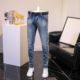 2024 Spring and Autumn Jeans Retro Men's Slim Fit Small Feet Handsome Youth Nostalgic Long Pants Elastic Distressed Ins