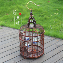 Big red sour branch bird cage decoration ornaments retro boutique handmade high-end wooden parrot thrush mahogany high-grade cage