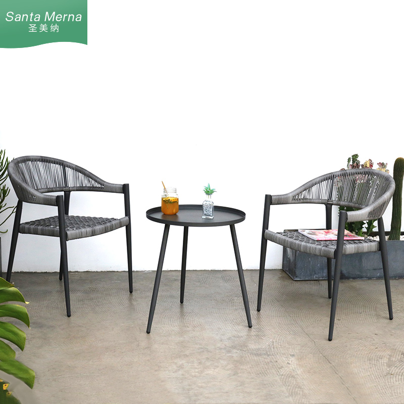 Outdoor Coffee Table Open-air Balcony Small Table And Chairs Mesh Red Vine Chair Three Sets Nordic Leisure Group Home Leisure Chair