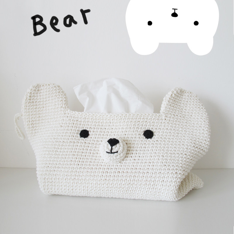 Original healing handmade cute draw box handmade crocheted tissue box hanging type draw bag paper towel set