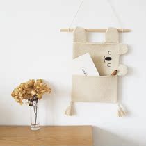 Original handmade crocheted wall storage hanging pocket bag Japanese Nordic cute childrens wall decoration entrance tapestry