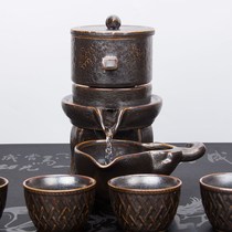 Lazy tea set set Full semi-automatic water outlet anti-scalding Kung fu retro time lucky stone mill tea maker ceramic