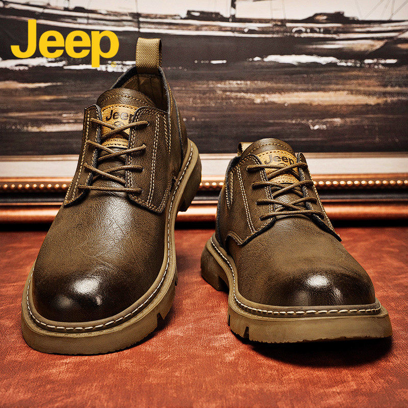 кожаная обувь Jeep Jeep; мужская обувь; зимние модели; новинка 2025 года; повседневные кожаные ботинки Martin в деловом стиле с низким вырезом; мужская обувь Изображение 1
