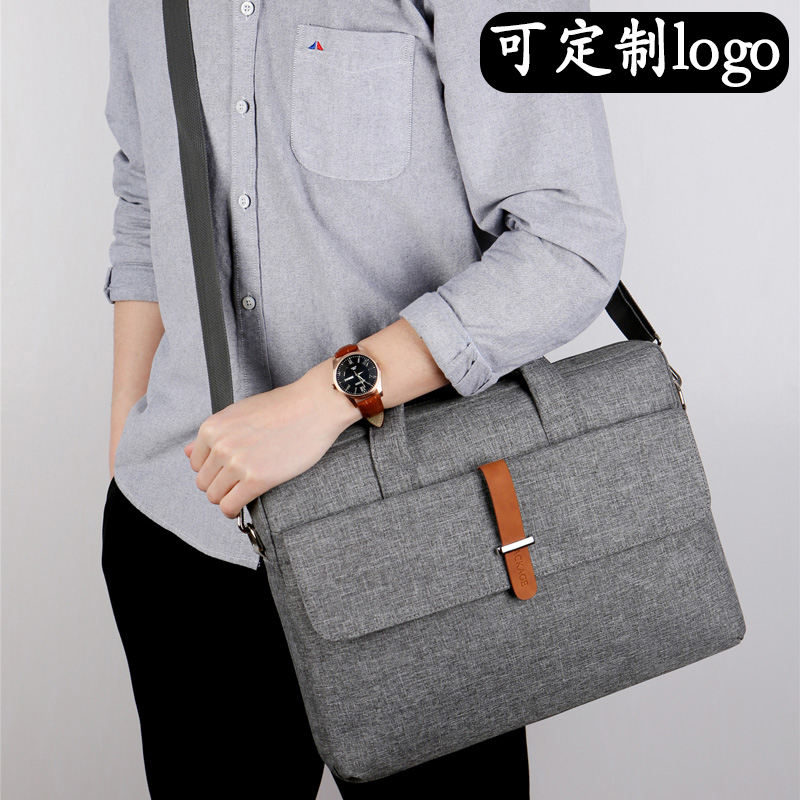 Inclined cross-pack business handheld file bag computer bag laced A4 file bag men and women's office briefcase casual fashion hand carry bag kit 14 inch computer bag sails bugbag large capacity custom-made