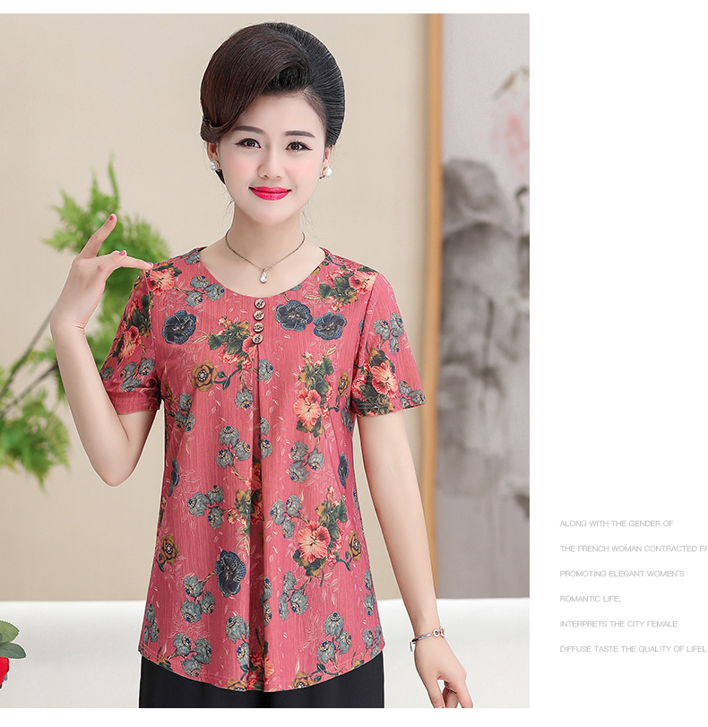 Áo bà mẹ mới 2019 đầm mới mùa hè và áo bà già hai mảnh bằng vải cotton và vải lanh cỡ lớn - Quần áo của mẹ áo kiểu trung niên u50