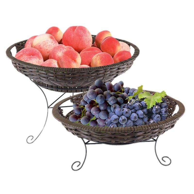 Reinforced Round Nursery Water Fruit Basket With Bracket Supermarket Fruits And Vegetables Display Basket Supermarket Scenario Display Basket Shelving Basket