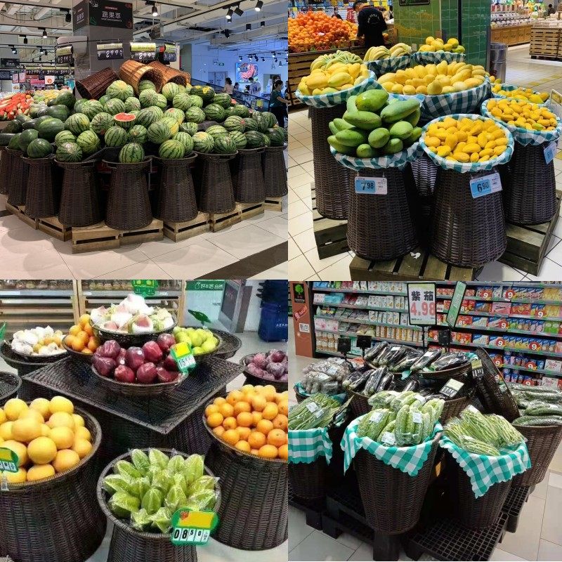 Supermarket Fruit Shelving Basket Vines FRUITS AND VEGETABLES DISPLAY BASKET VEGETABLE DRY GOODS FRESH DISPLAY BASKET SHELVING FOREVER GLOW