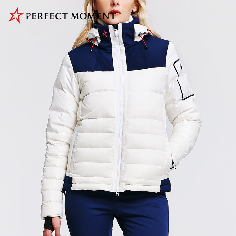PERFECT MOMENT WARM WHITE GOOSE DOWN OUTDOOR DOUBLE BOARD SKI ANTI-SPLASH WATER JACKET