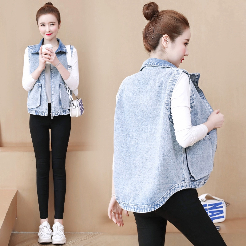 2020 đầu xuân và hè mới size lớn áo vest nữ sinh viên không tay hoang dã denim ngắn áo khoác vest thủy triều - Áo vest