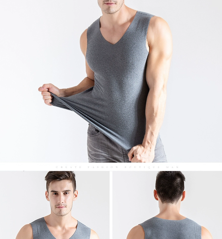 Áo vest nam liền thân ấm áp hai mặt cộng với nhung dày bó sát cơ thể Kiểu áo giữ nhiệt thanh niên mùa đông thủy triều