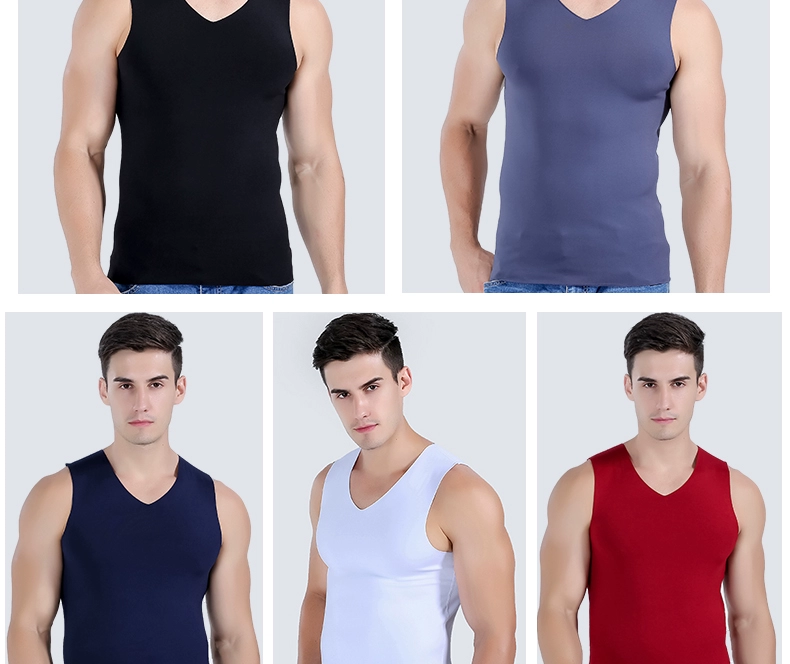 Áo vest nam liền thân ấm áp cộng với nhung dày bó sát mùa thu đông và thể thao mùa đông không tay bó sát nóng bỏng phần mỏng