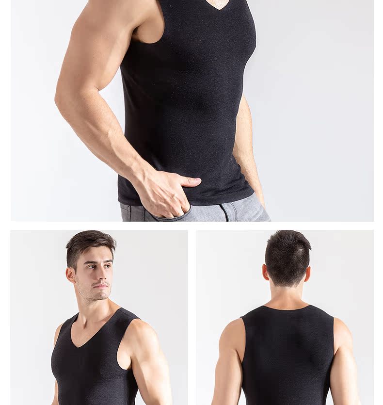 2 chiếc áo vest nam liền mạch ấm áp cộng với nhung dày nhung bó sát Áo sơ mi mỏng chạm đáy áo vest mùa đông thủy triều áo cotton nam mùa hè