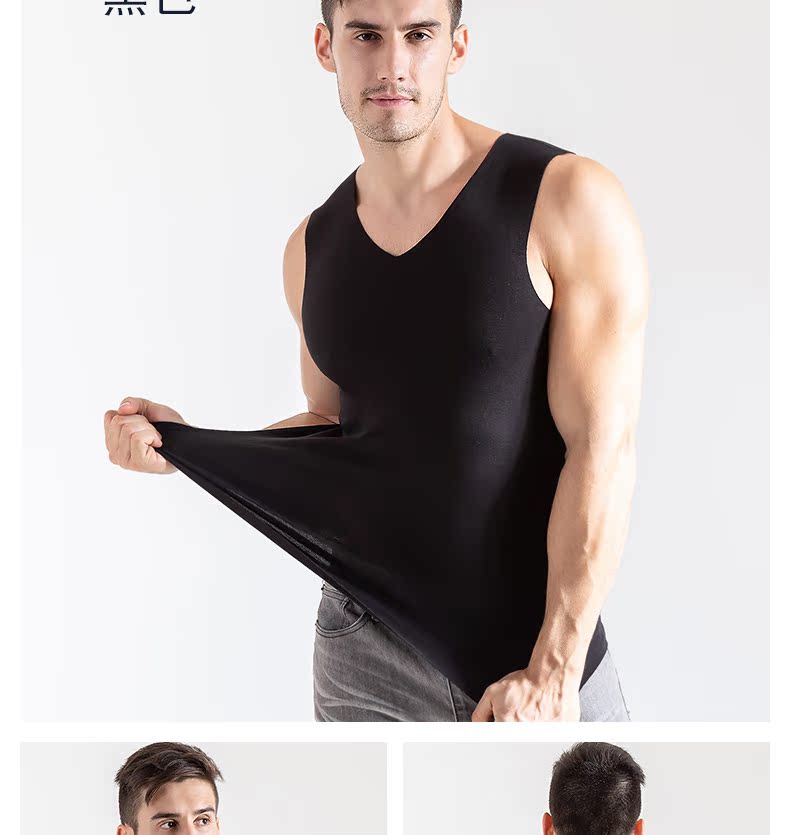 2 chiếc áo vest nam liền mạch ấm áp cộng với nhung dày nhung bó sát Áo sơ mi mỏng chạm đáy áo vest mùa đông thủy triều áo cotton nam mùa hè