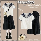 Японская военно-морская рубашка, летняя одежда для школьников, футболка, свободный крой