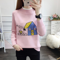 2021 autumn winter dress girl round neck plus velvet sweater 12-15 junior high school students sweet embroidered knitted coat