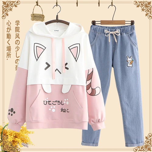 Весенняя осенняя мультяшная толстовка с капюшоном для школьников для отдыха, для средней школы