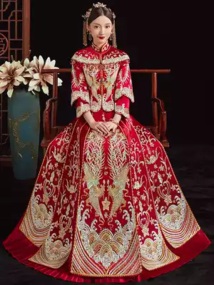 Xiuhe clothing 2021 new bride wedding wo clothing Feng Guanxia traditional Chinese dress female wo clothing show kimono cabinet clothing