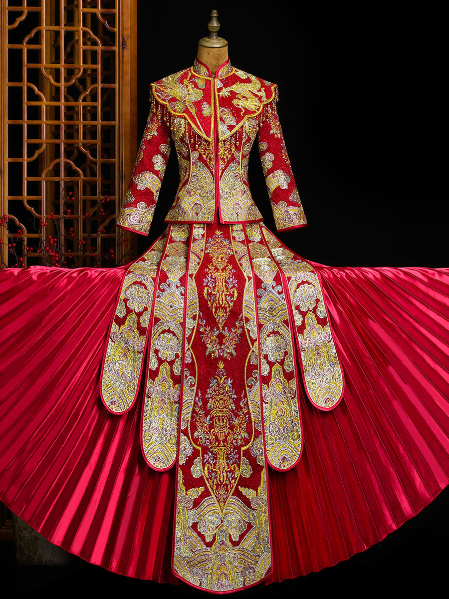 Xiuhe dress 2020 new wedding Chinese toast dress bride wedding dress ancient costume wedding dress show kimono cabinet dress Xiuhe