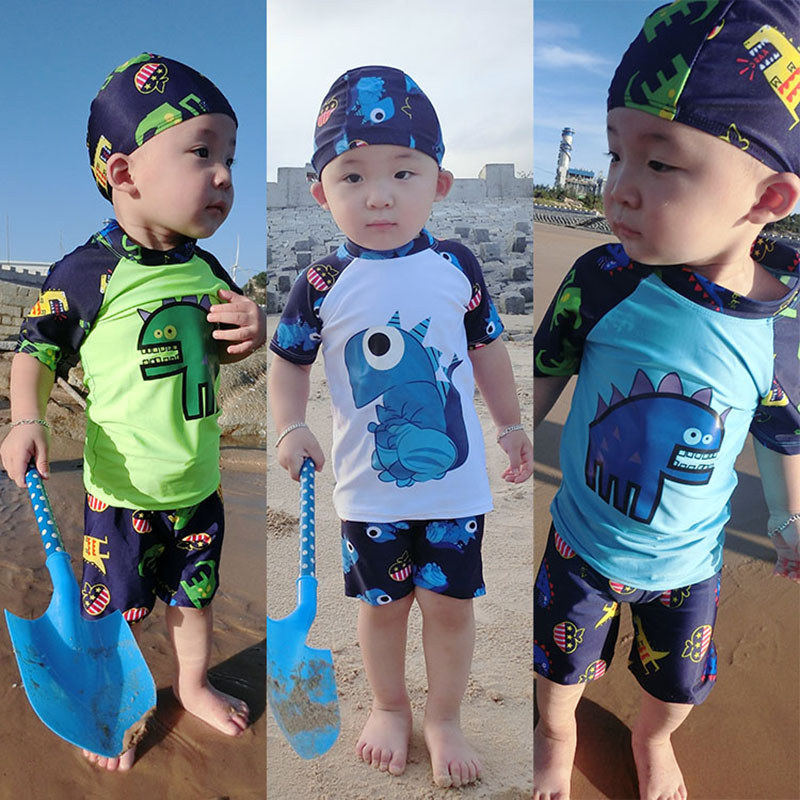 Children's swimsuit Boys sunscreen quick-drying split swimsuit Boys primary school students in large children's swimming trunks Baby hot spring swimsuit