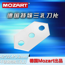 German Mozart Imports Blade stainless steel Three-hole blade Two ends Special four-edge three-hole knife