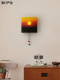 Sunset Wall Lamp, Sunrise and Sunset Entrance Hall Hanging Painting, Ambient Light, Rechargeable, No Wiring, Hand-Pull Adjustable Bedroom Bedside Lamp