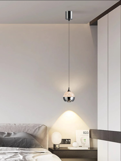 Italian Minimalist Bedroom Bedside Small Pendant Light with Long Hanging Wire, Adjustable Height, Hand-Sweep Control, High-End Feel, Living Room Corridor Light, Entrance Light