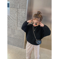 Salty Egg Shrimps Rice New Autumn And Winter GirlsS Mahai Fur Knit Cardiovert Baby Foreign Air Coarse and Covered Head Blouses