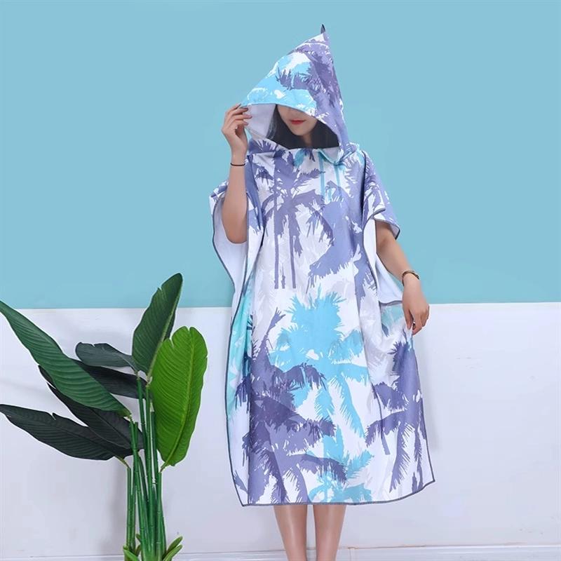 Swimming Quick-Drying Bath Towel Poncho for Adults, Wearable Beach Towel, Sun Protection Changing Poncho, Hooded Bathrobe for Men in Summer
