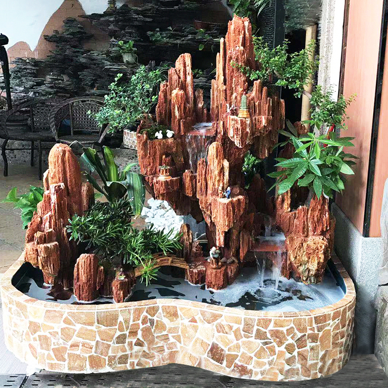 Rockery landscaping Garden courtyard micro-landscape fish pond Feng shui wheel villa outdoor real stone rockery running water fountain ornaments