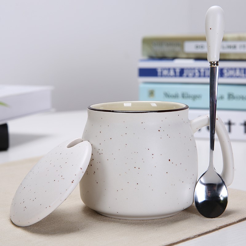 Cups of water and cover the suits for took office handle ceramic cup spoon, milk cover tape