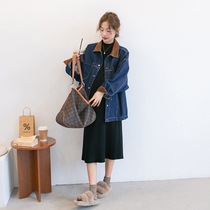 Maternity wear spring autumn winter denim jacket blue Korean style maternity cardigan loose casual blue retro temperament top