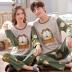 Giá 2 bộ Bộ đồ ngủ mùa xuân và mùa thu vài bộ đồ ngủ nữ cotton tinh khiết dài tay Hàn Quốc dễ thương mùa đông nam hoạt hình bộ đồ mặc nhà - Cặp đôi