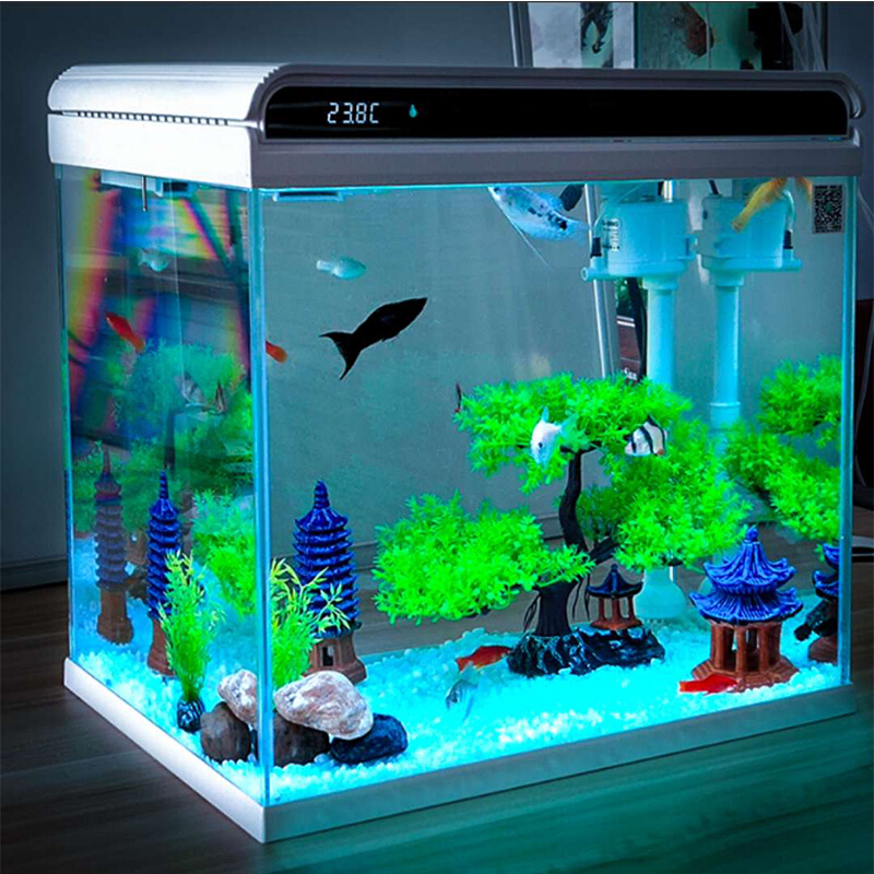 Sen Sen HE ultra-white glass small fish tank Lazy living room desktop ecological goldfish tank Free water household aquarium